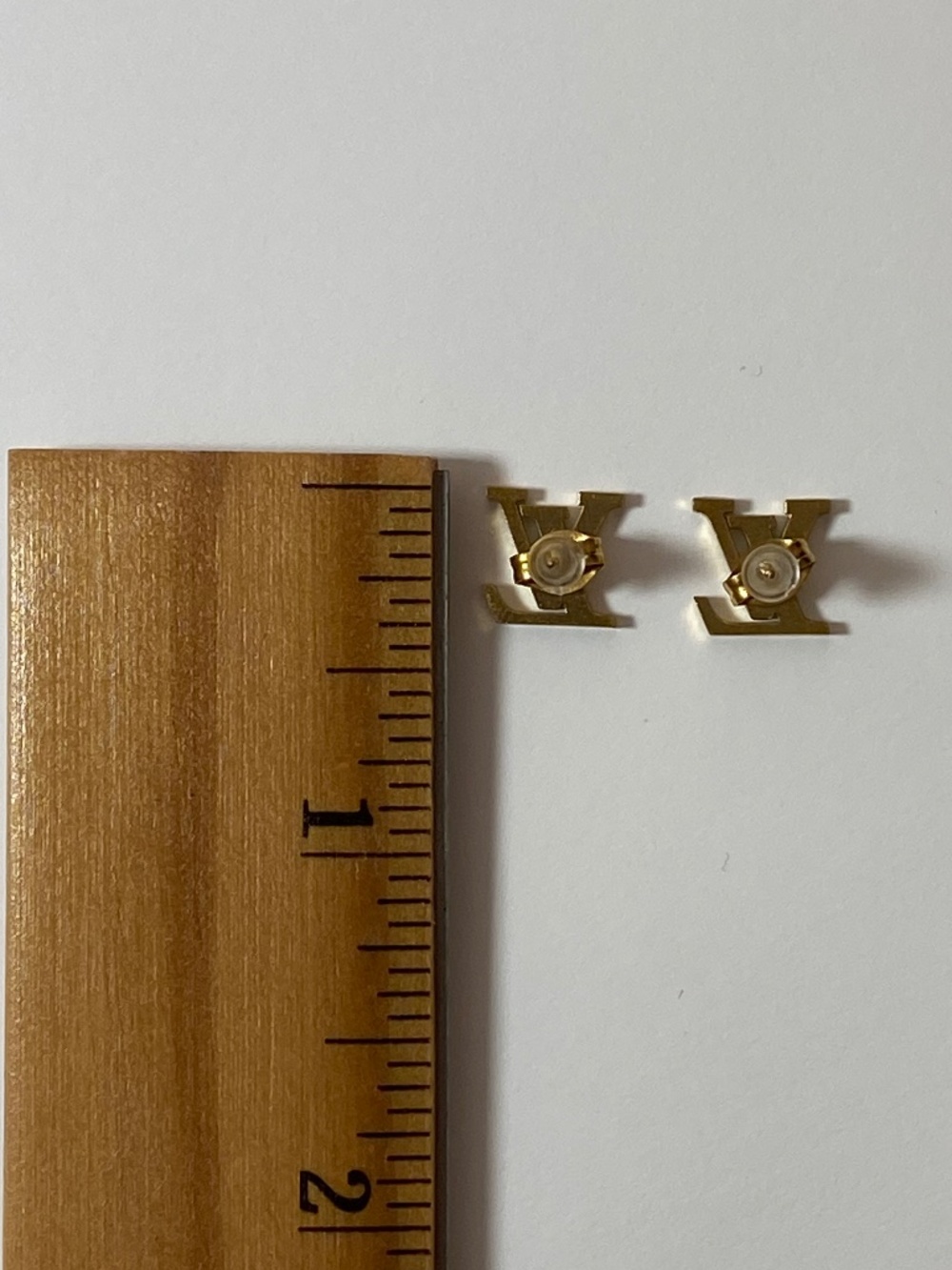 Gold "Matte Sparkle" LV Earrings - Picture 6 of 6